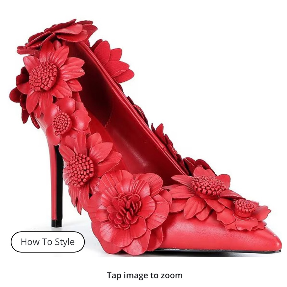 Elegant Red Floral Zarah Heels FINAL PRICE Almost sold out! 1 left! - Picture 3 of 4